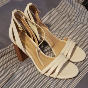 White strappy heels